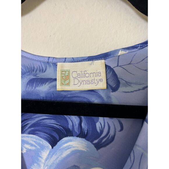 Vintage California Dreaming Dress Women's L silky coquette blue‎ floral spring - Picture 6 of 8